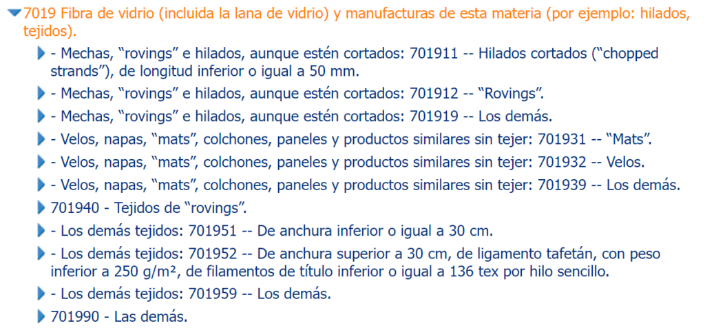 Fraccion arancelaria Lana de Vidrio en Mexico